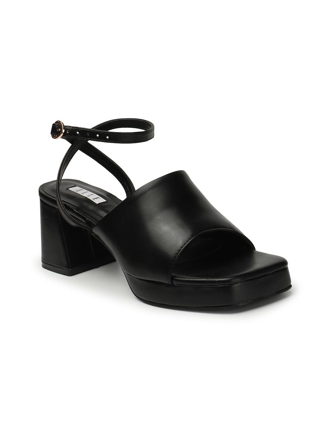 ELLE Women's Block Heels Sandal with Ankle Strap
