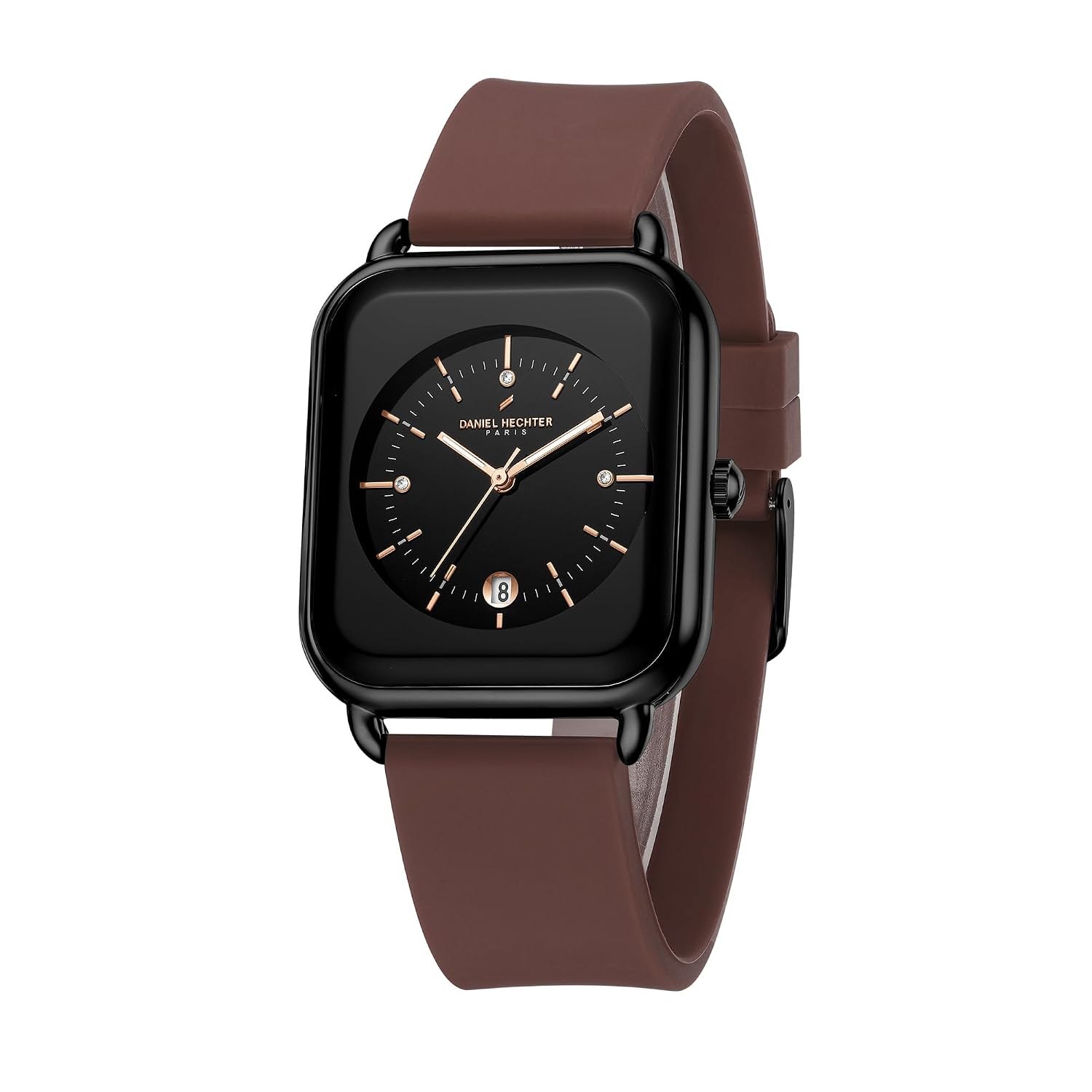 Daniel Hechter Paris Lea Collection Watch for Women with Square Dial, Crystal and Rose Gold Markers,