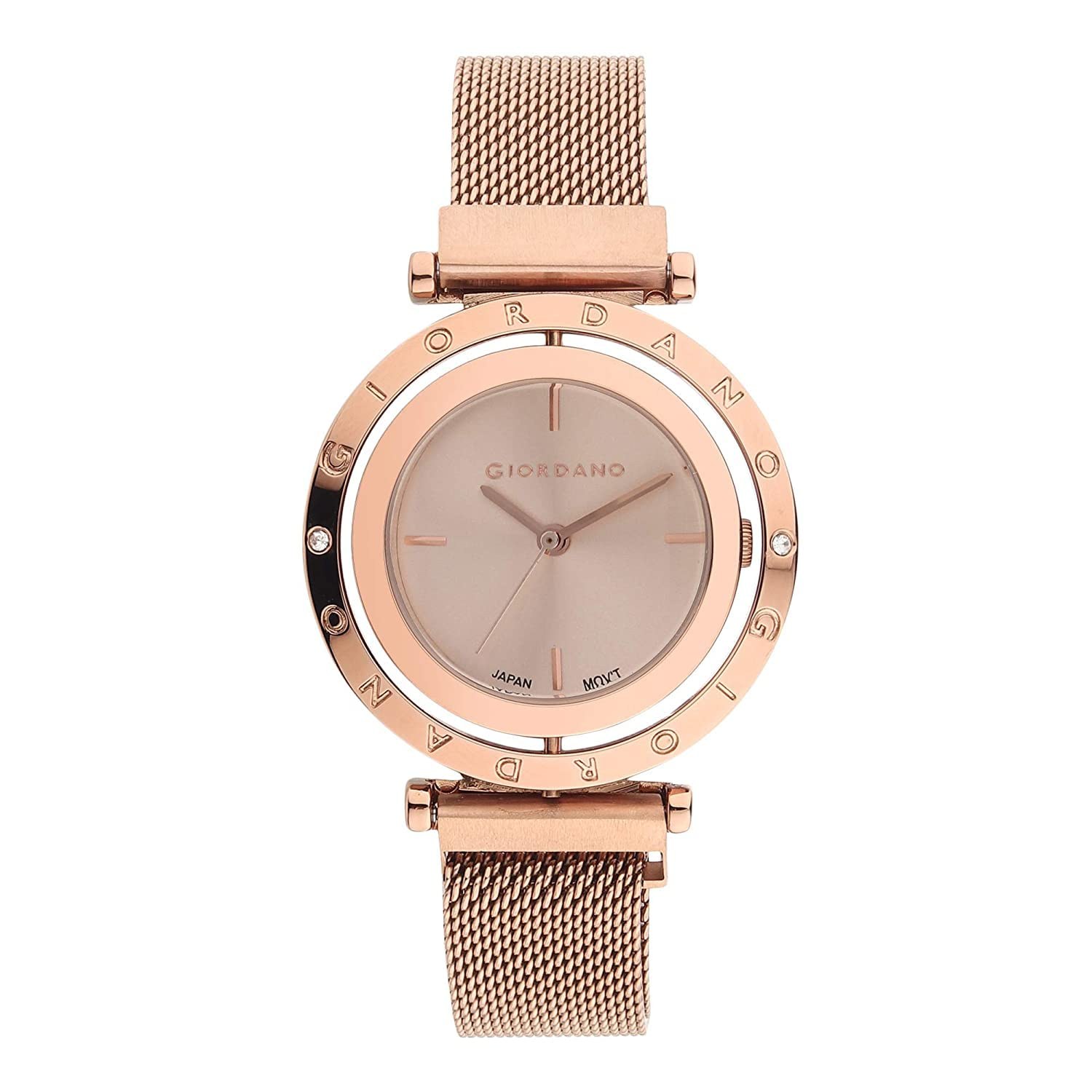 Giordano Analog Wrist Watch for Women Stylish Metal Strap with Water Resistant 3 Hand Mechanism for