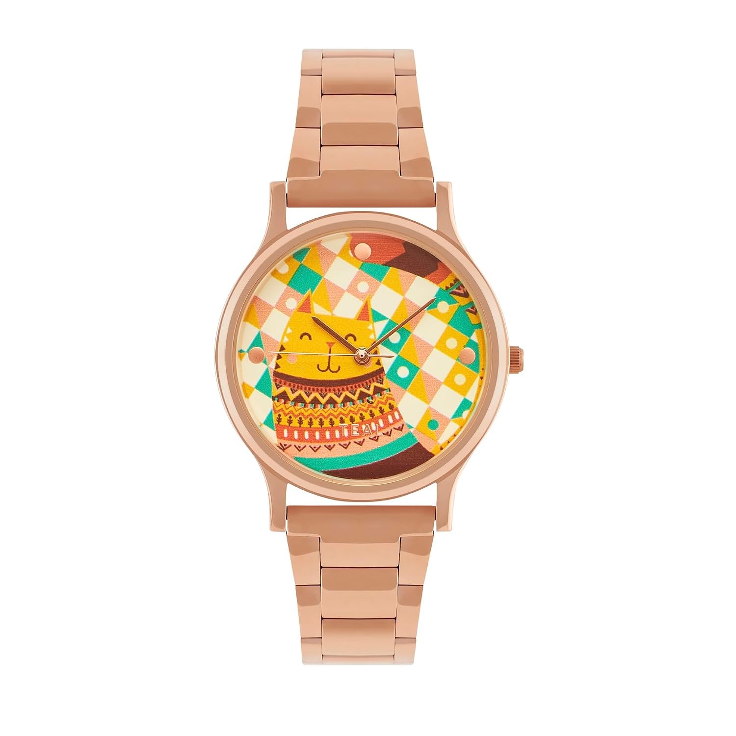 TEAL BY CHUMBAK Round Dial Analog Watch for Women|Paisely Collection| Stainless Steel Strap|Gifts fo