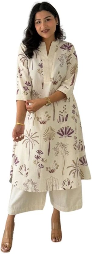 vritika Solid Cotton Blend Flared Kurta (Multicolor)