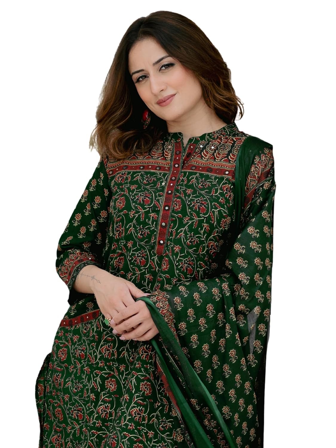 Arayna Cotton Printed Kurta Set with Palazzo & Dupatta