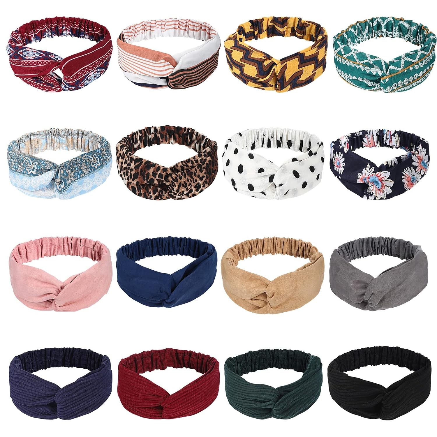 16 Pcs Boho Headbands for Women, Meartchy Vintage Womens Headbands, Head Bands Women Hair, Floral Vi