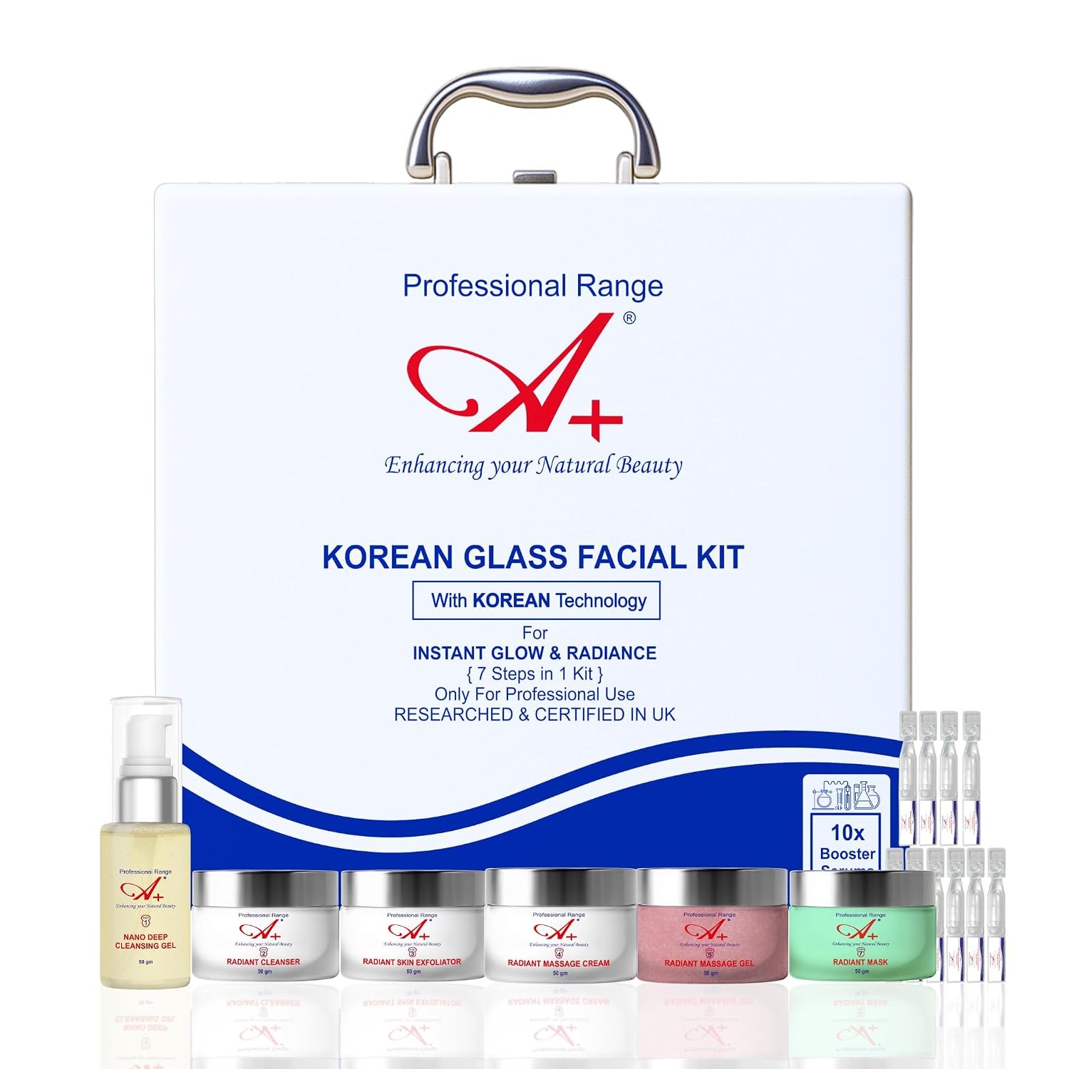 A+ Korean Glass Facial Kit | Suitable For All Skin Types | 10x Booster Serums | Instant Glow & Radia