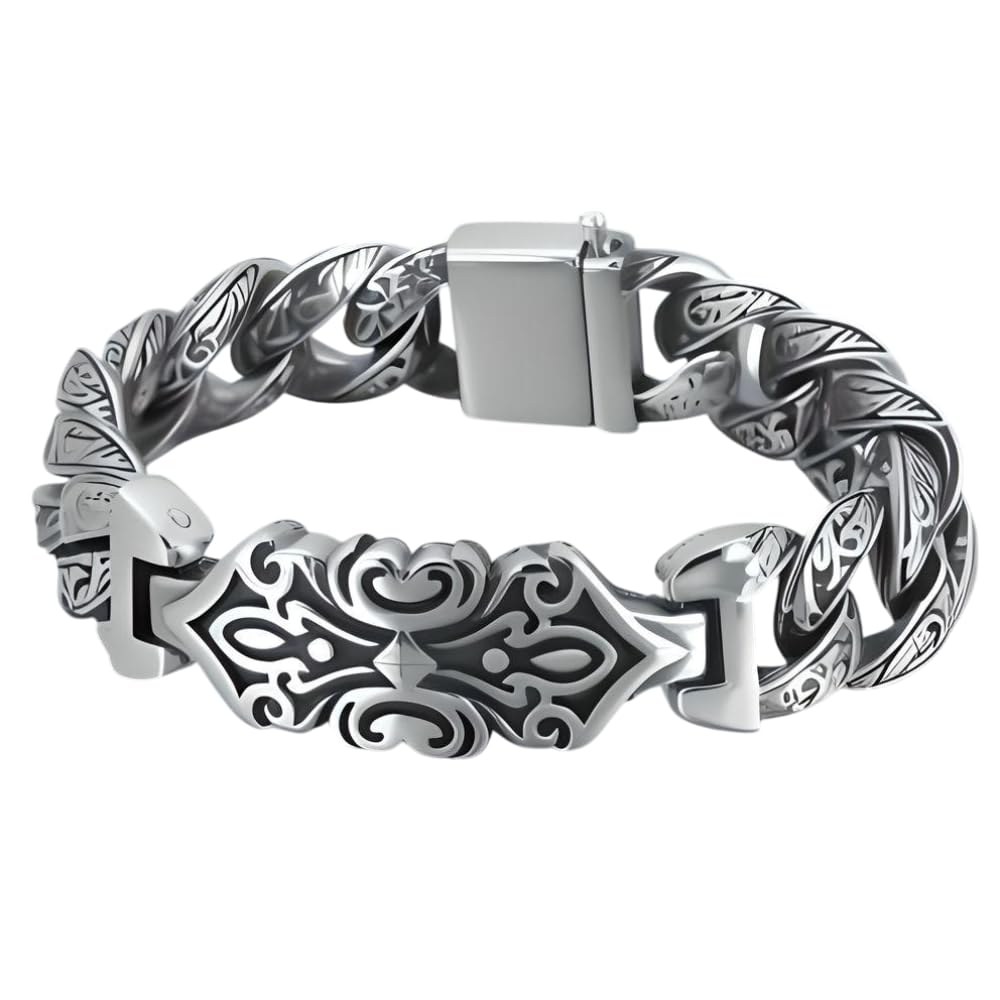 THE MEN THING Royal Series Bracelet – Pure Titanium Steel Chain Bracelet for Men & Boy (8inch)