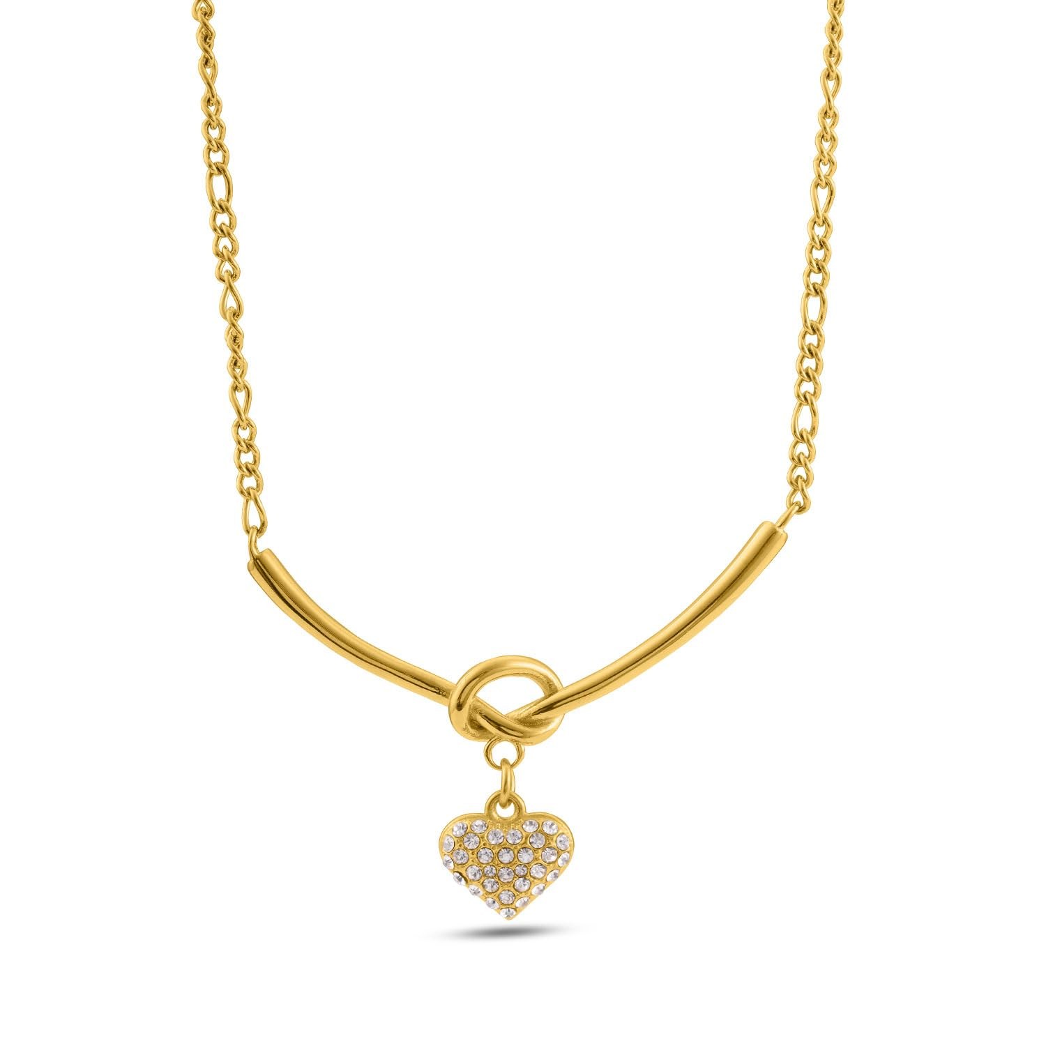 PALMONAS Crystal Heart Charm Gold Necklace for Womens - Waterproof & Anti-Tarnish, Gift for Girls &