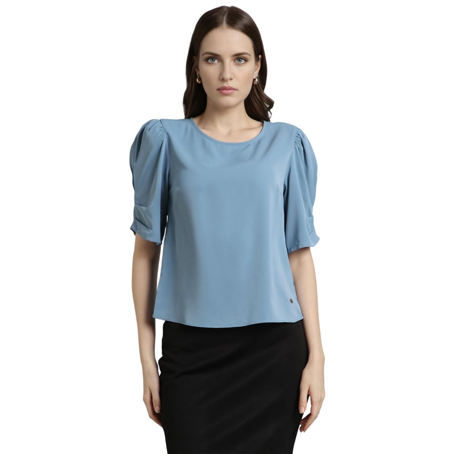 Van Heusen Women's Polyester Regular Fit Half Sleeve Round Neck Formal Top