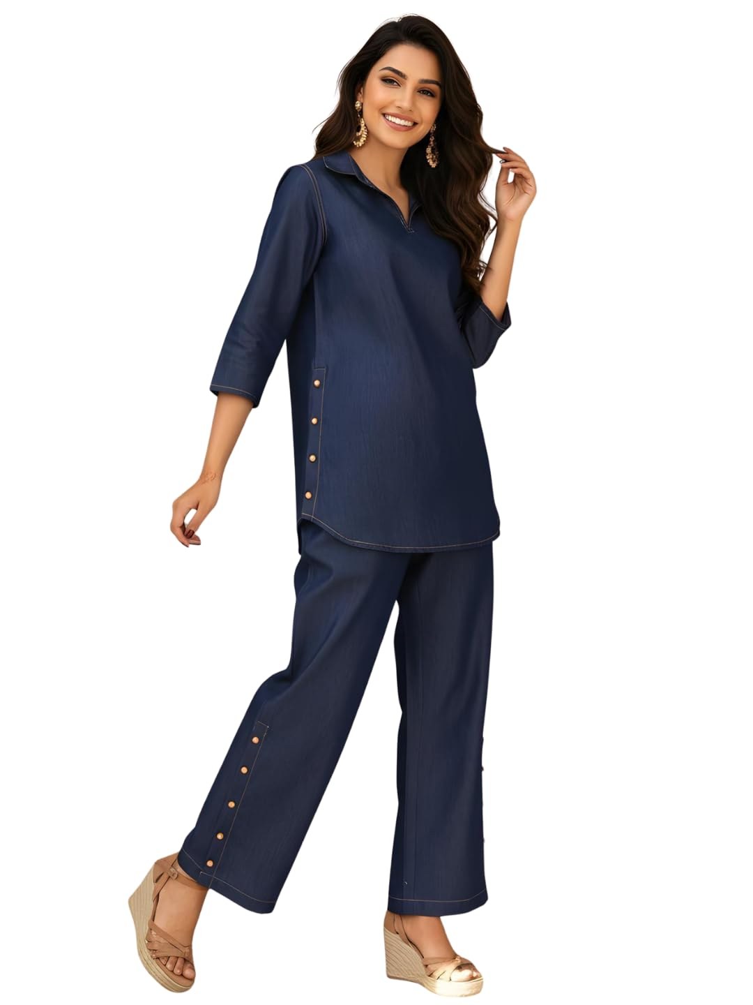 Women's Co-ord Set 3/4 Sleeve Midi for Party & Casual Occasions