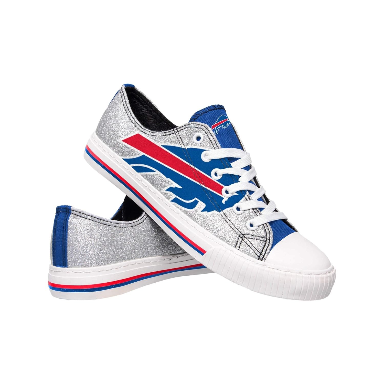 FOCO NFL Buffalo Bills Womens Ladies Glitter Low Top Canvas Sneaker Shoesladies Glitter Low Top Canv