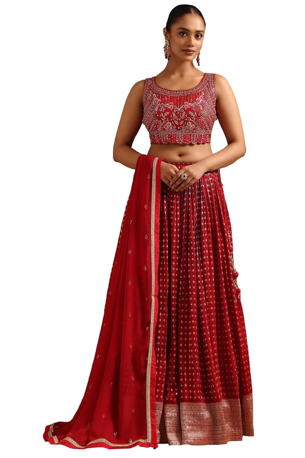 Soch Womens Brocade Floral Lehenga Choli Set With Cutdana