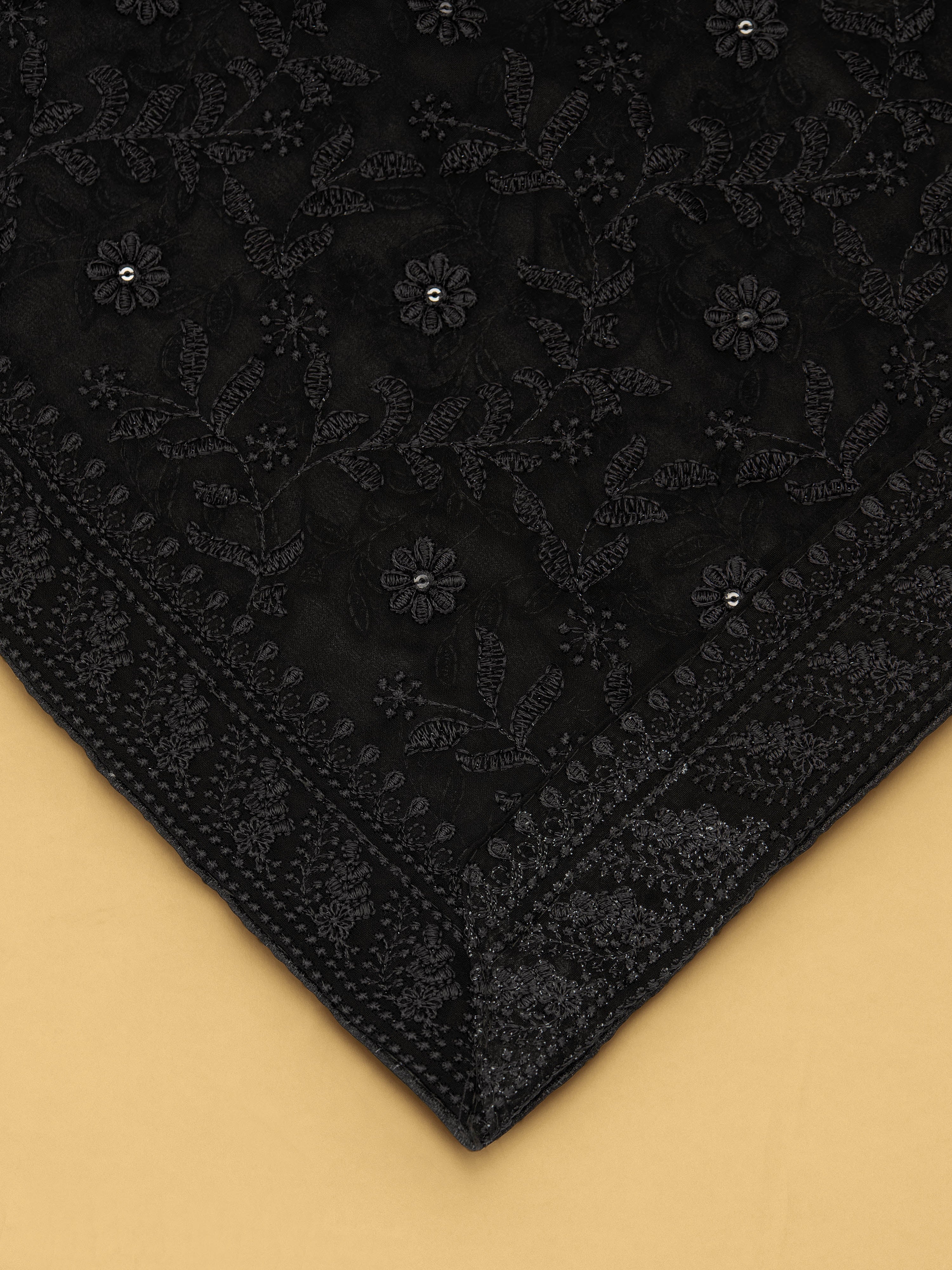 Men's Black Solid Dupatta