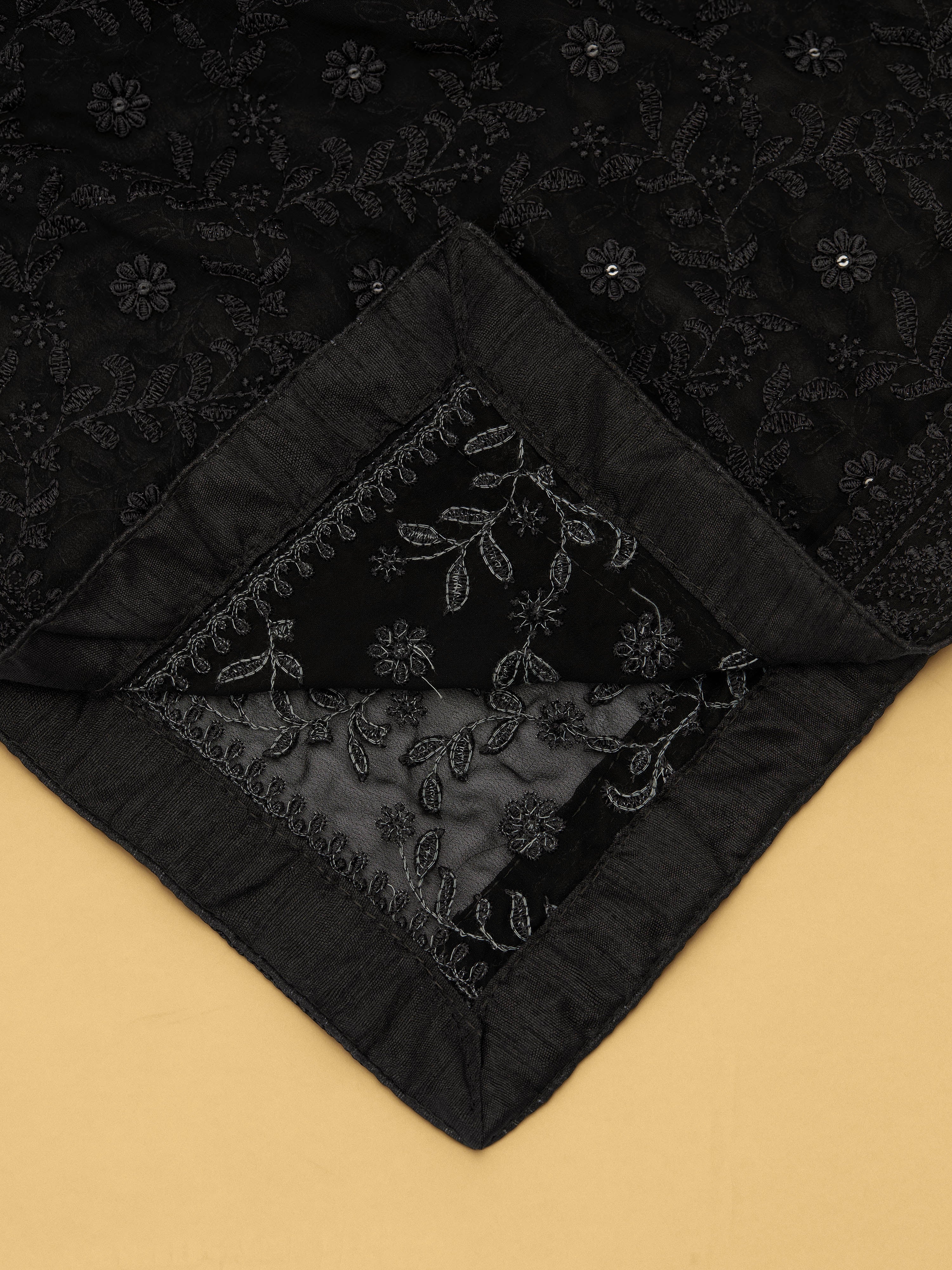 Men's Black Solid Dupatta