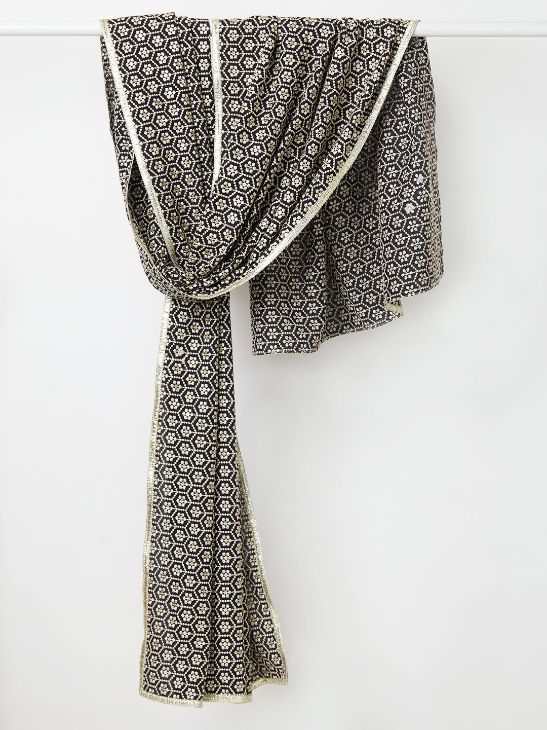Men's Black Geometric Dupatta