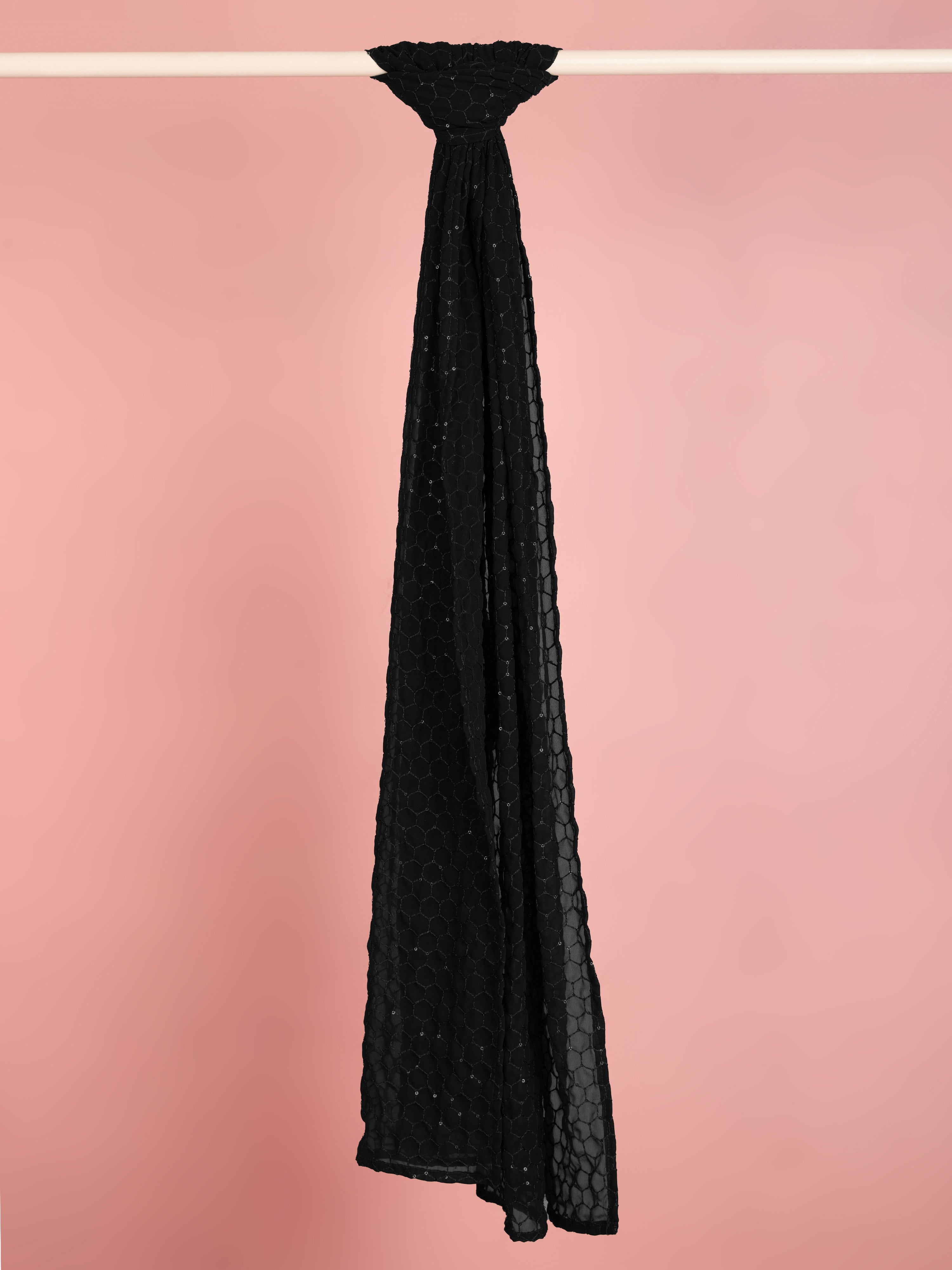 Men's Black Solid Dupatta