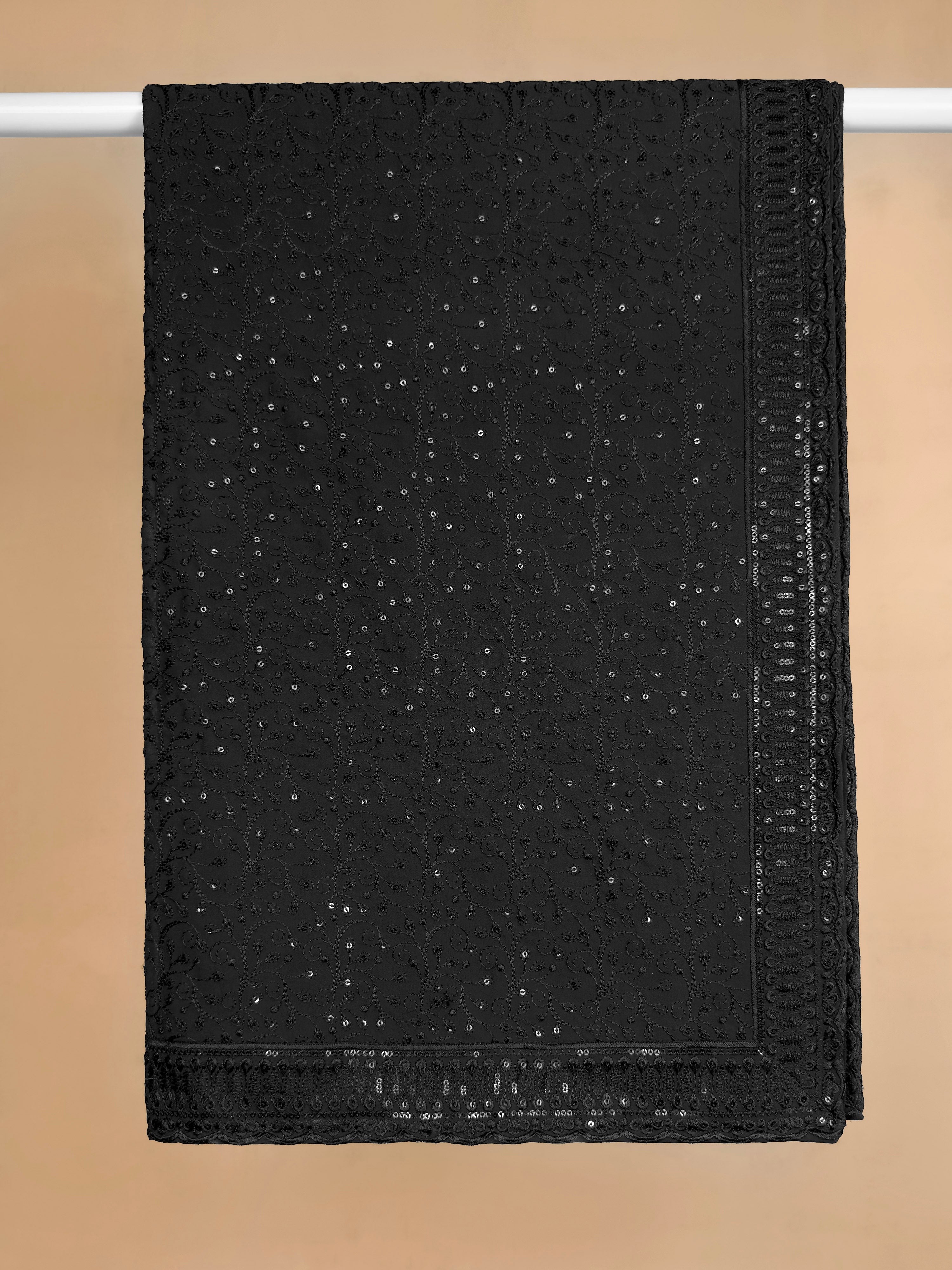 Men's Black Solid Dupatta