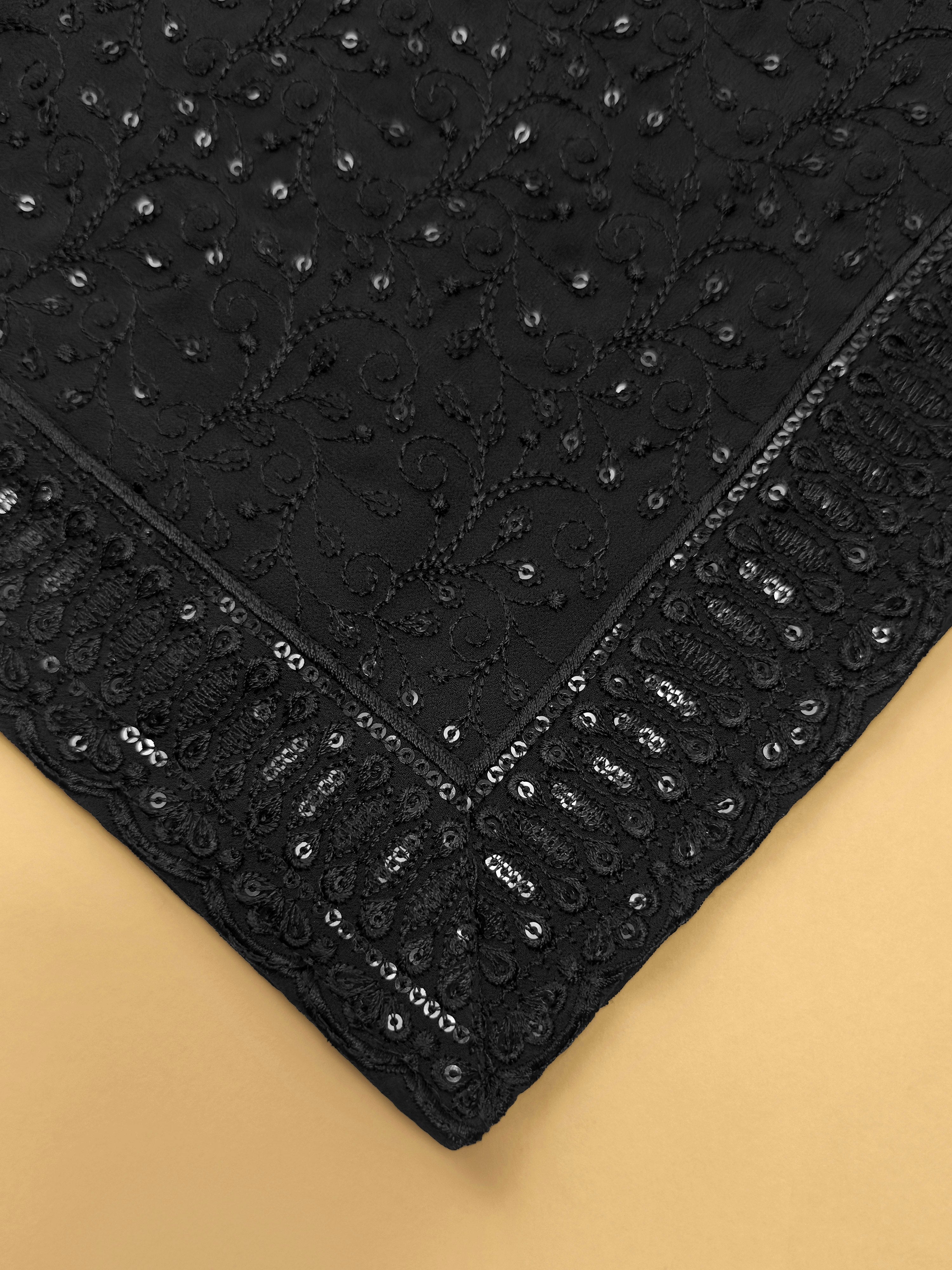 Men's Black Solid Dupatta