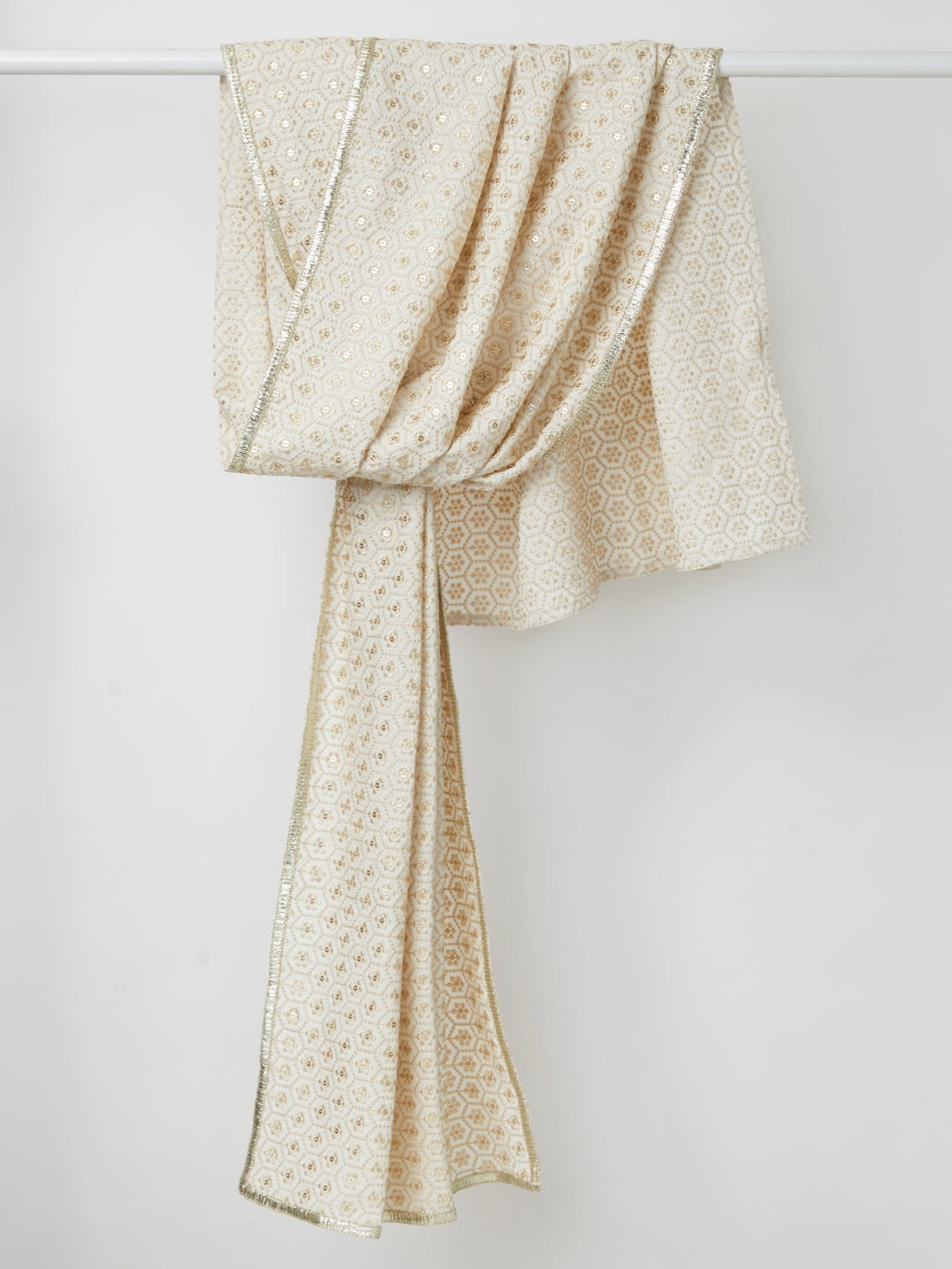 Men's Beige Geometric Dupatta
