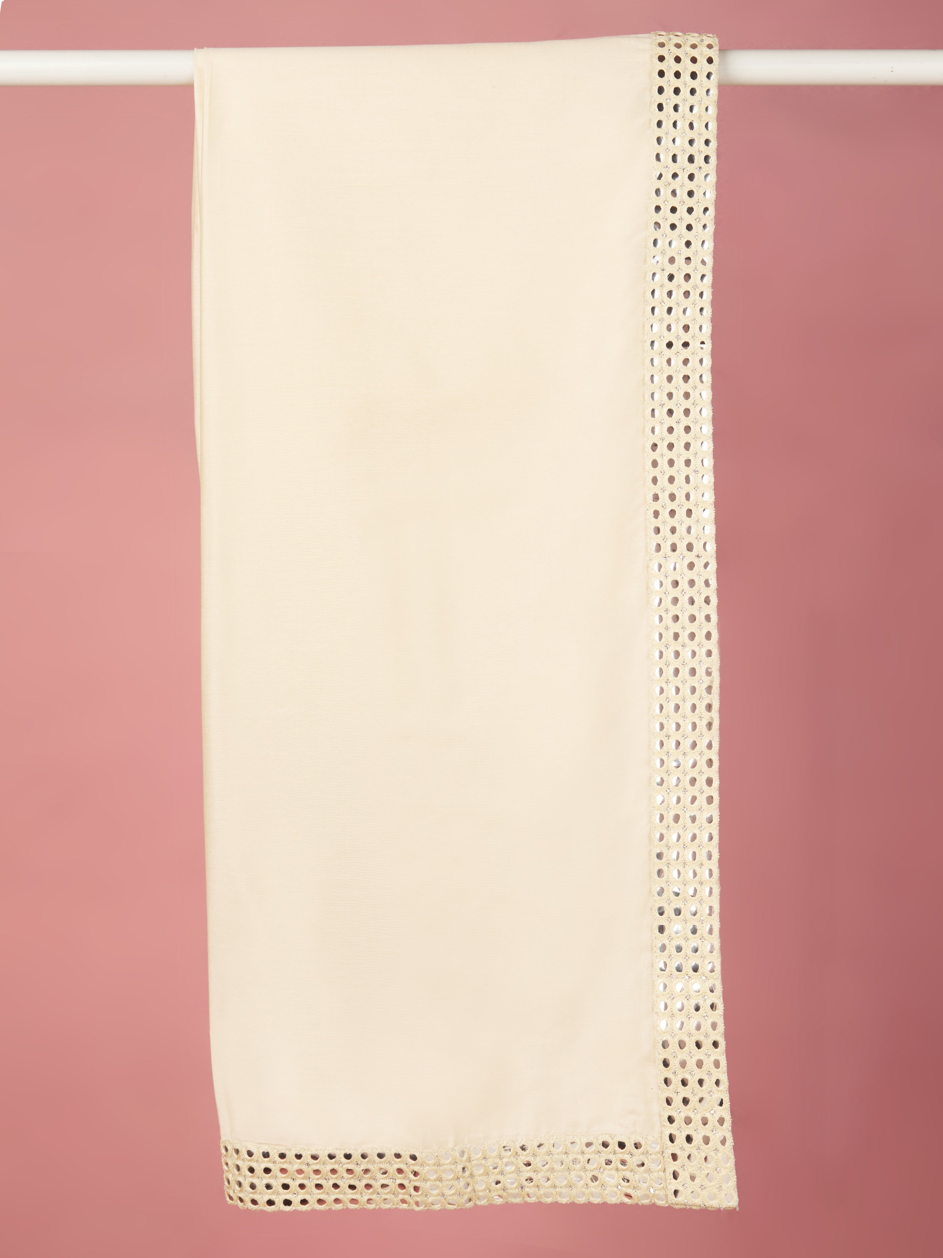 Men's Cream Solid Dupatta