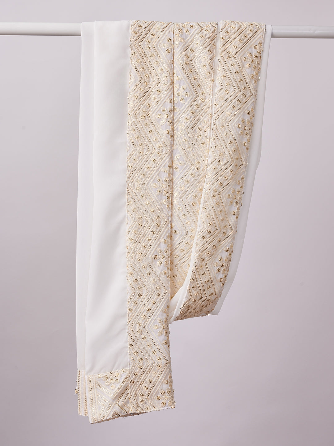 Men's White Solid Dupatta