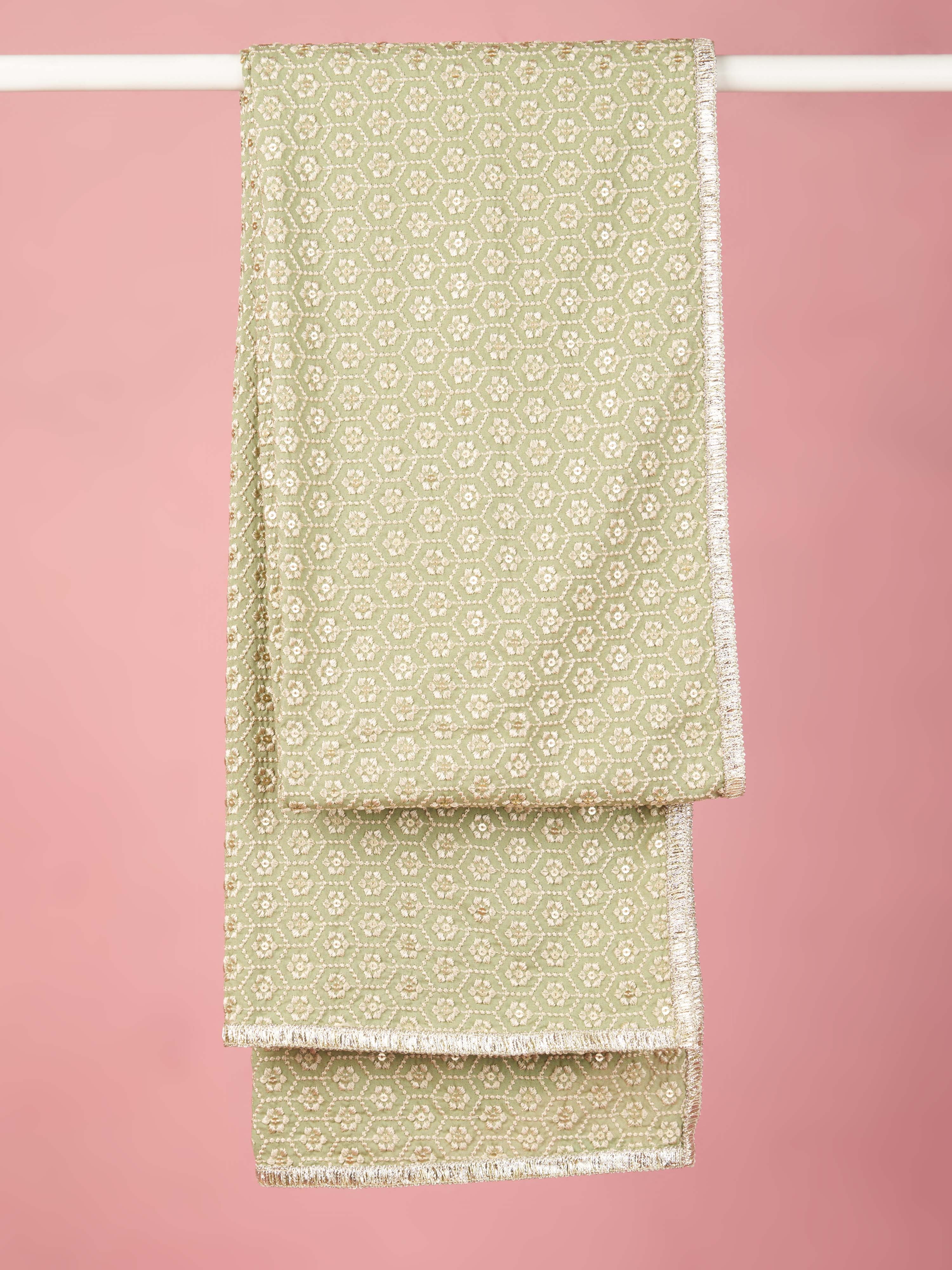 Men's Green Geometric Dupatta