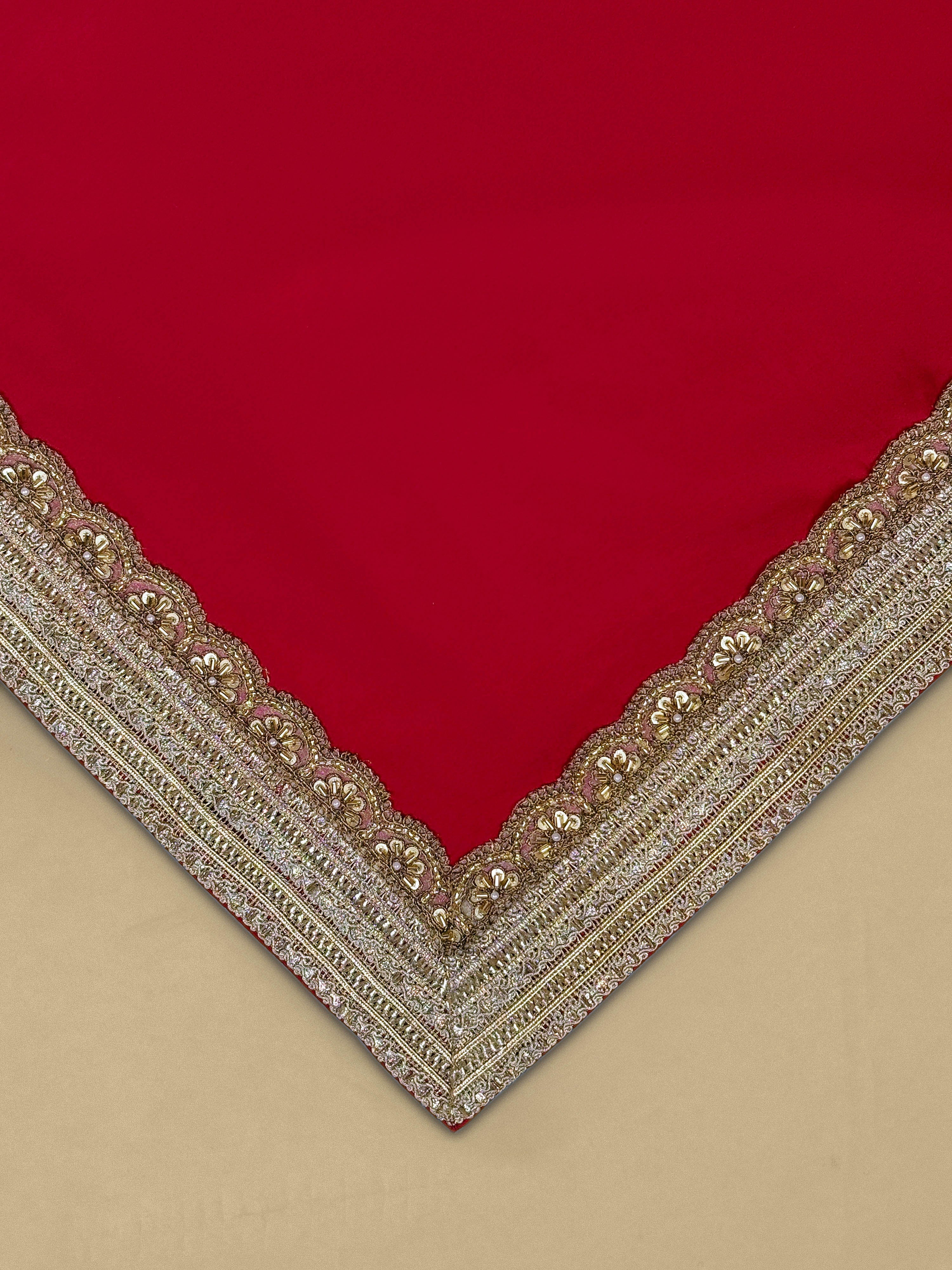 Men's Red Cotton-Silk-Blend Solid Dupatta