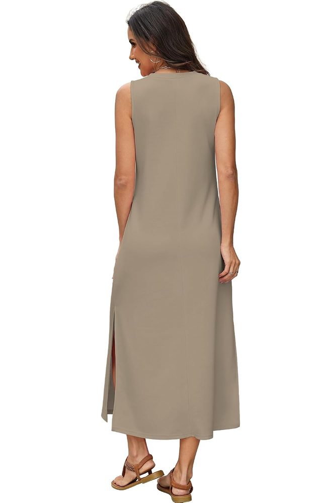RUMIA Womens Summer Dresses Sleeveless Long Dress with Pockets