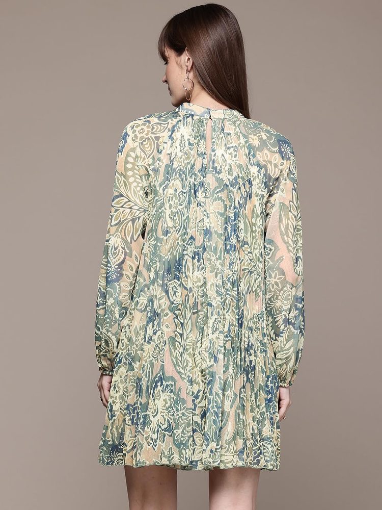 Label RITU KUMAR Full Sleeves Priinted Short Dress