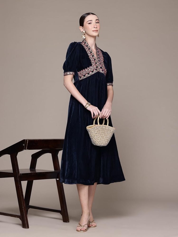Aarke Ritu Kumar Navy Hiranmayi Festive Midi Dress