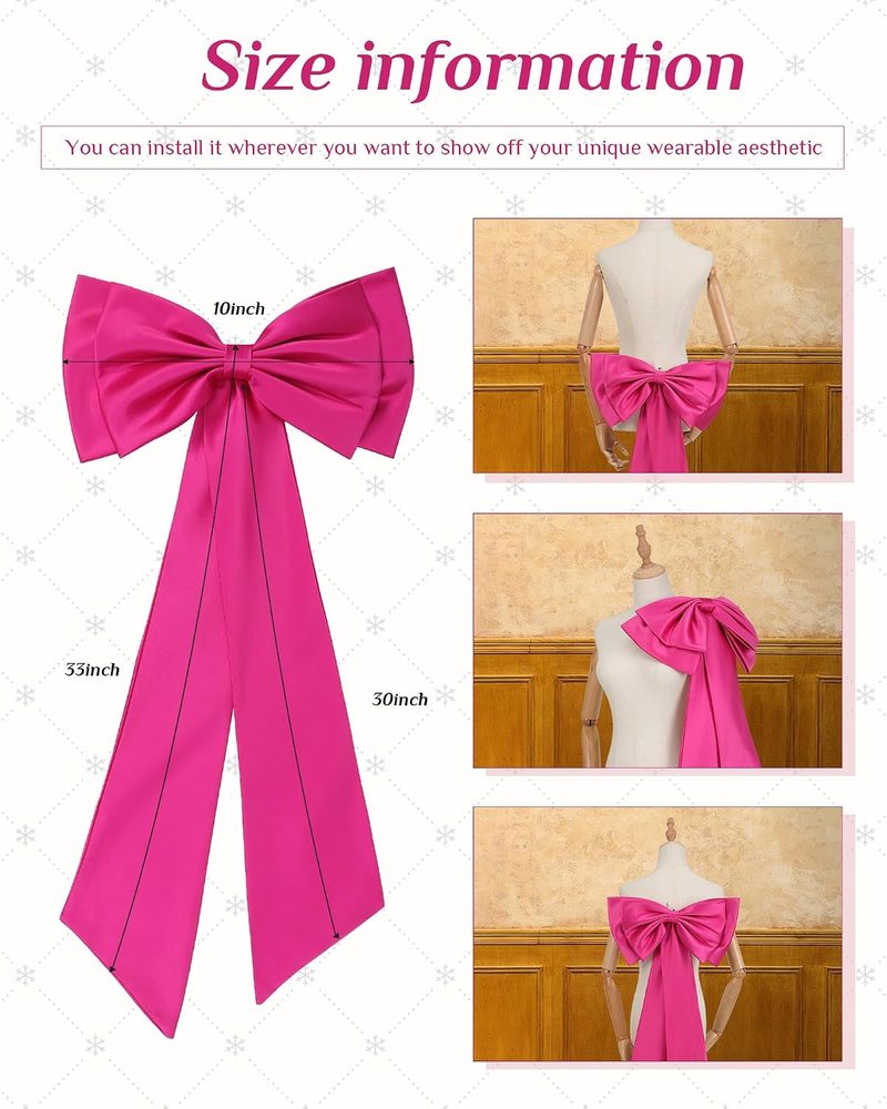 Bencailor Big Satin Bow Large Detachable Bow Train for Dress 17.72" Wide Waist Sash Belt Bride Formal Wedding Dress