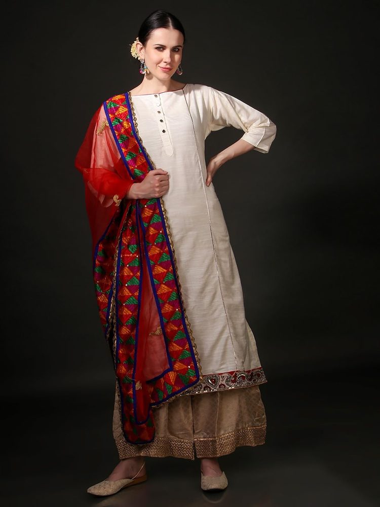 Hand Embroidered Cotton Silk Kurta