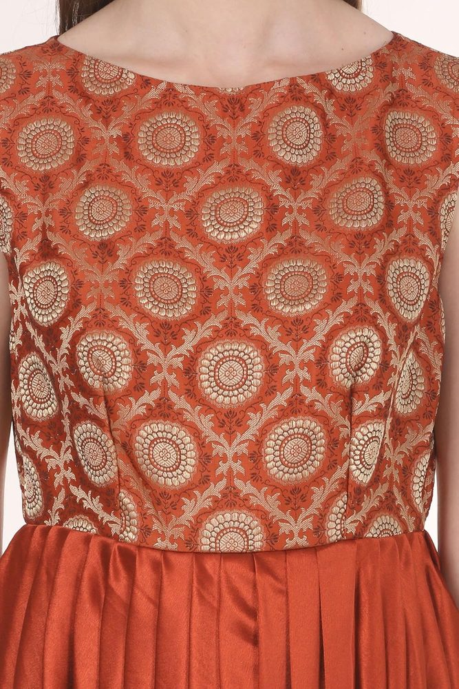 Pramodini Orange Draped Dress for Women