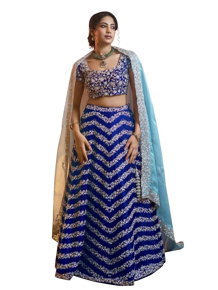 RENDMALLS Women's Satin Embroidery With Sequence Work Lehenga Choli Unstitch Blouse with Dupatta For Women (New-Bridal-Latest-Wedding-Sequence-Lehenga-Designer)