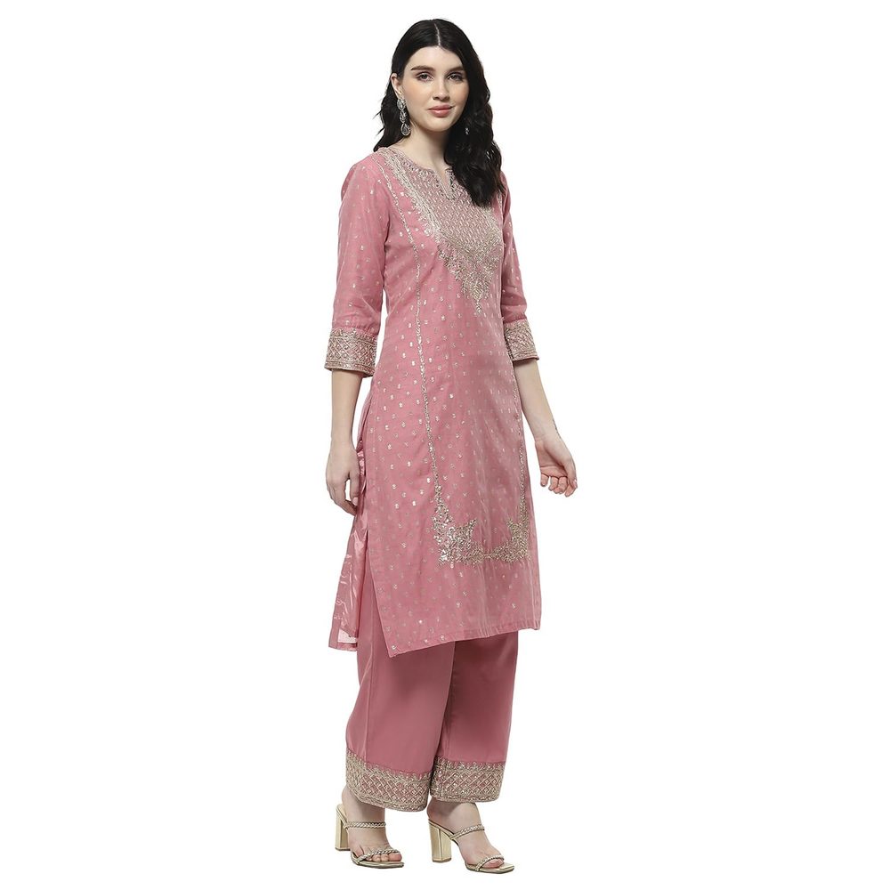 BIBA Women Polyester Straight Embroidered Suit Set
