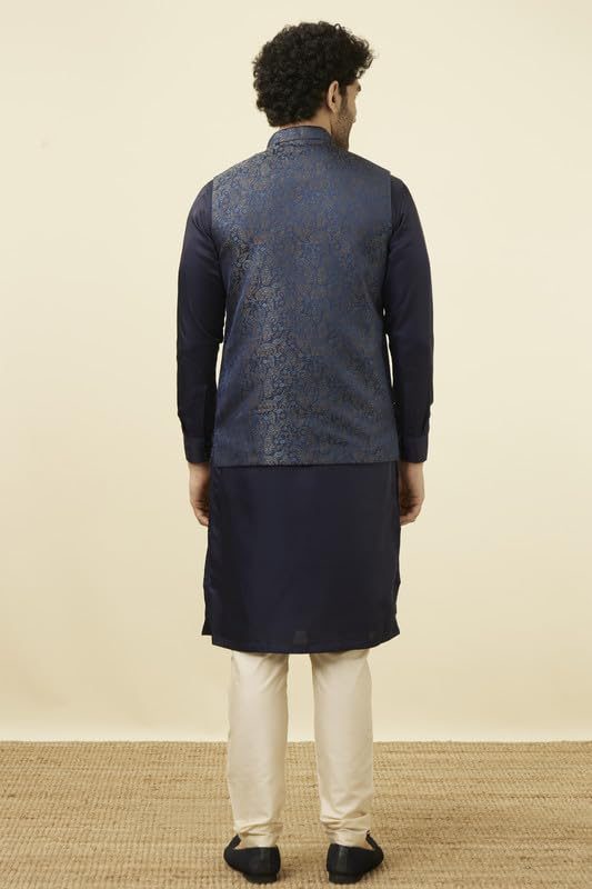 Manyavar Men's Brocade Self-Textured Nehru Jacket (1pc)