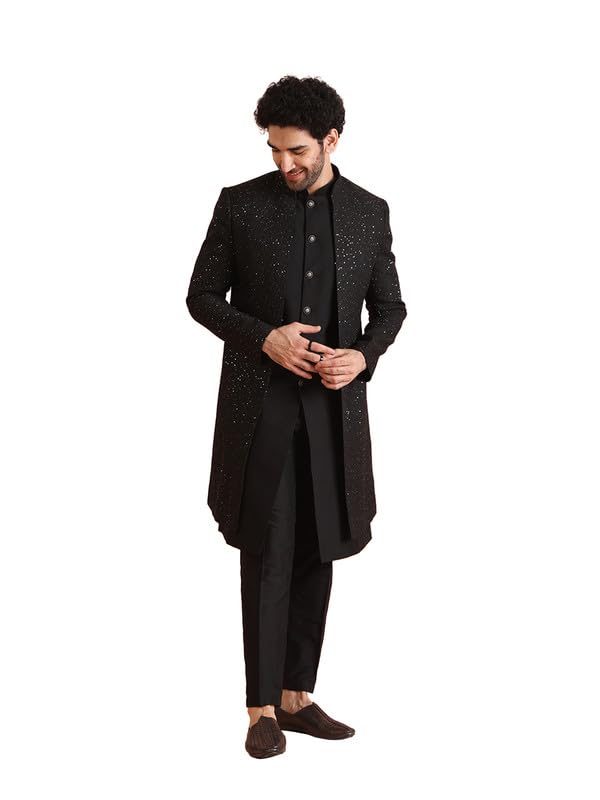 Kisah Men's Blended Embellished Sherwani Set Regular Fit | Wedding, Festive & Occasion Wear