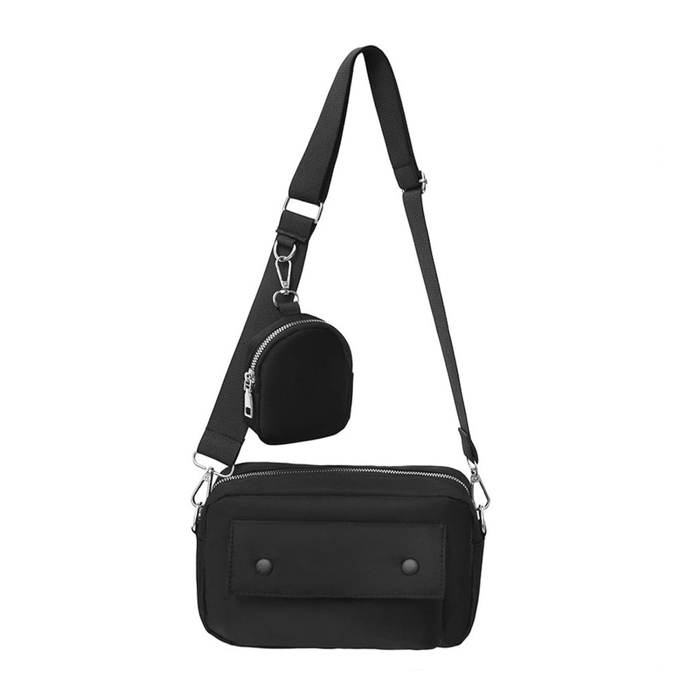 Mens body Bag with Coin Purse Shoulder Bag for Utility Daily Sports Black