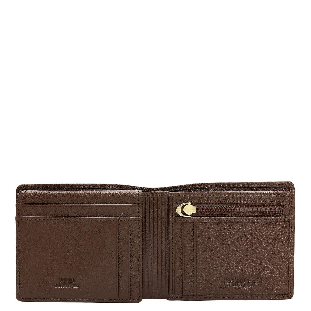 Da Milano RFID Protected Leather Wallet for Men with Card Slot - Date Brown