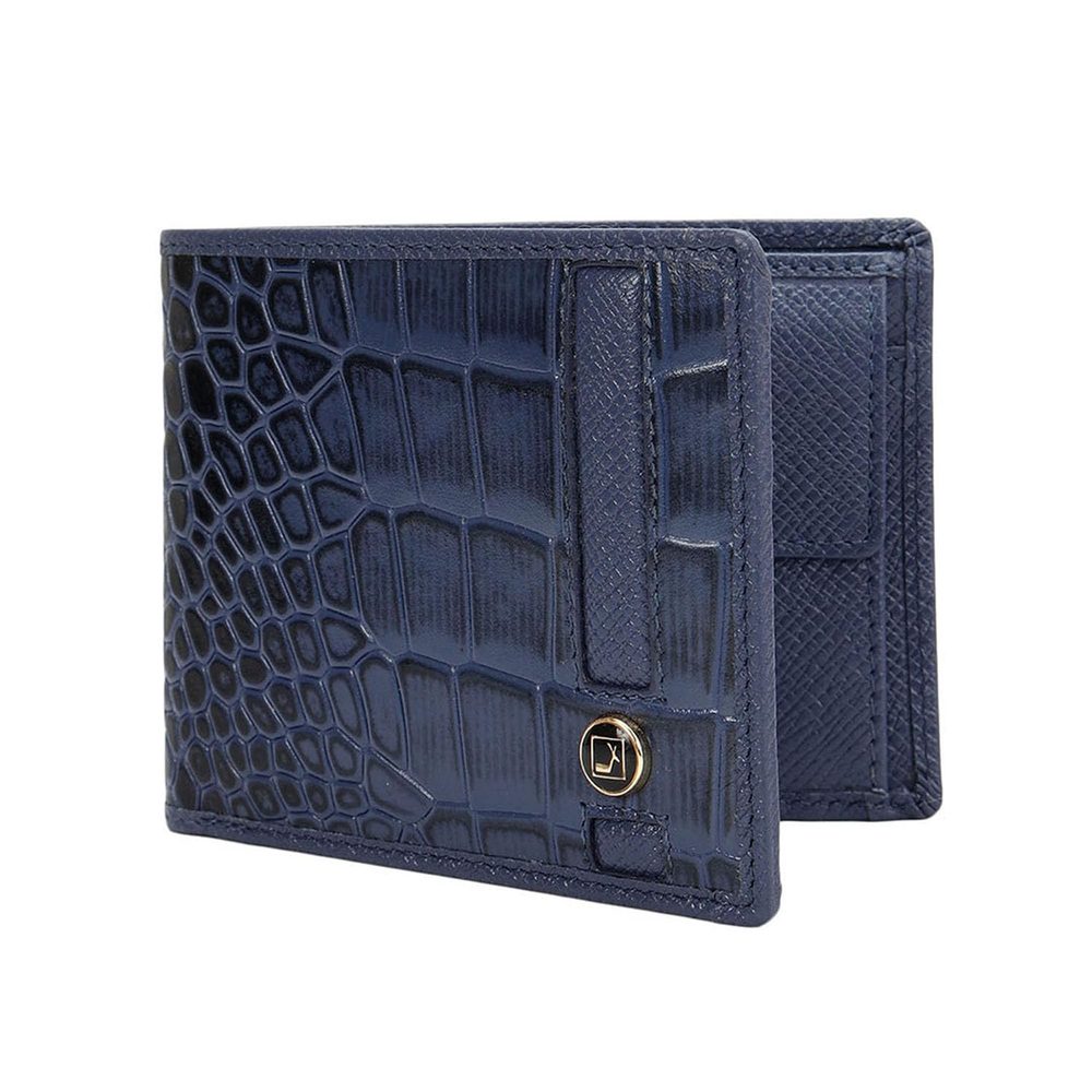Da Milano RFID Protected Leather Wallet for Men with Card Slot - Stardust Blue