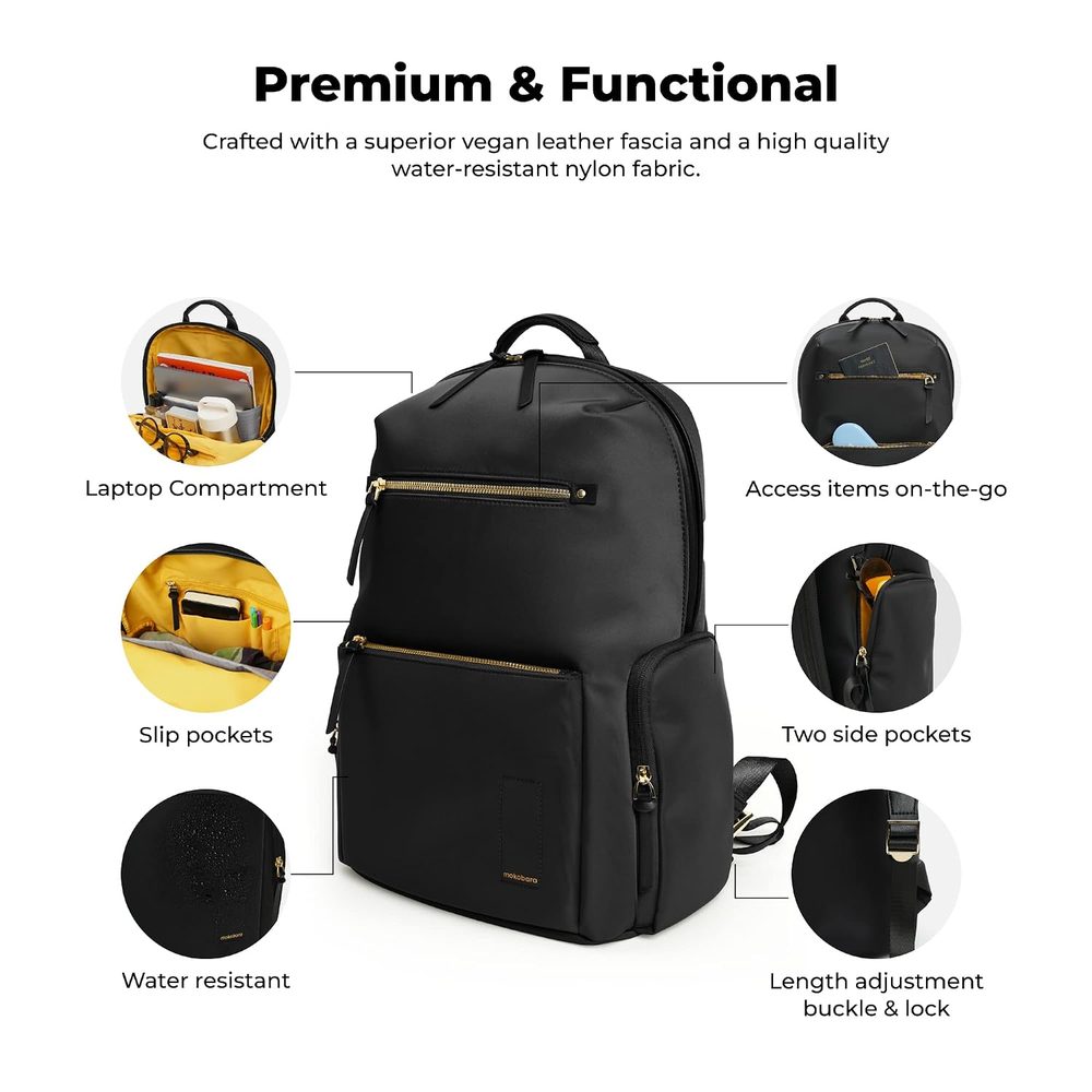 MOKOBARA Bliss 21L Laptop Backpack 14 Inch Office Travel Black
