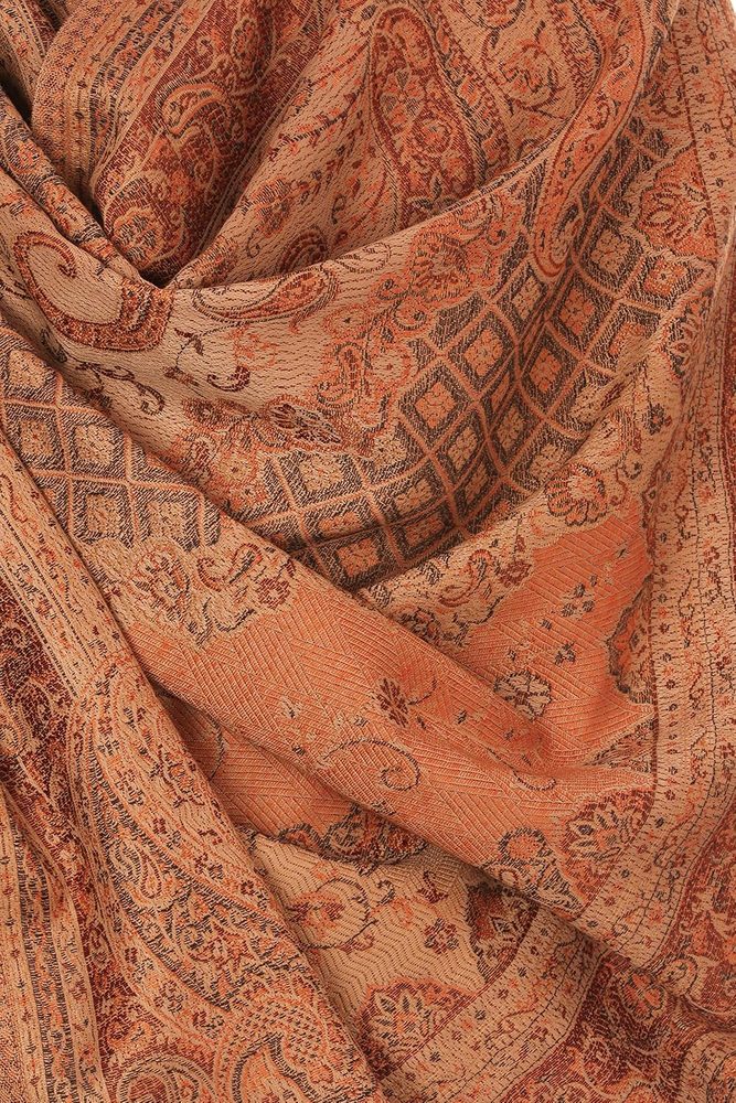 Pashtush Mens fine Soft Ethnic Stole Stole, Jamawar design, Faux Pashmina