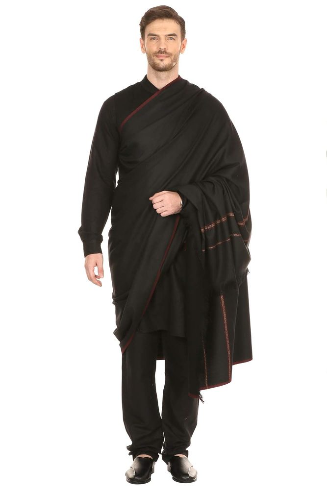 Pashtush Mens Thick Shawl,Gents Lohi, Woven Kinauri Design, Australian Merino Wool, Full Size 127 x 254 cm