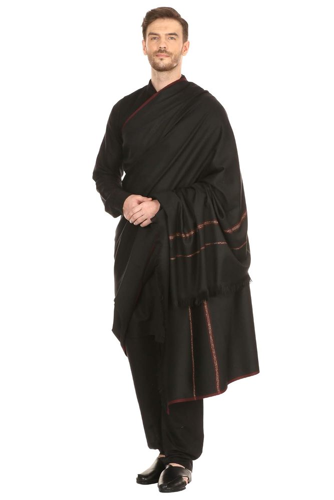 Pashtush Mens Thick Shawl,Gents Lohi, Woven Kinauri Design, Australian Merino Wool, Full Size 127 x 254 cm