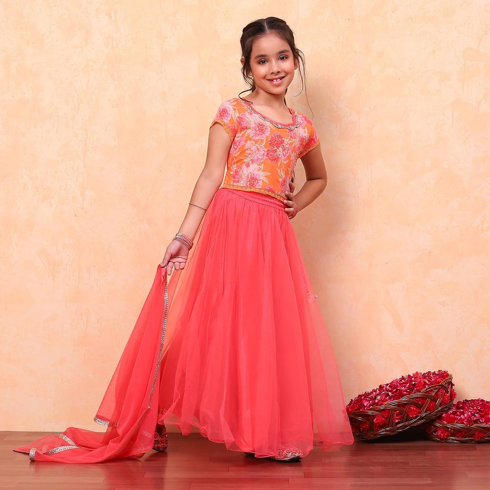 BIBA Girl's Cotton Lehenga Choli Set