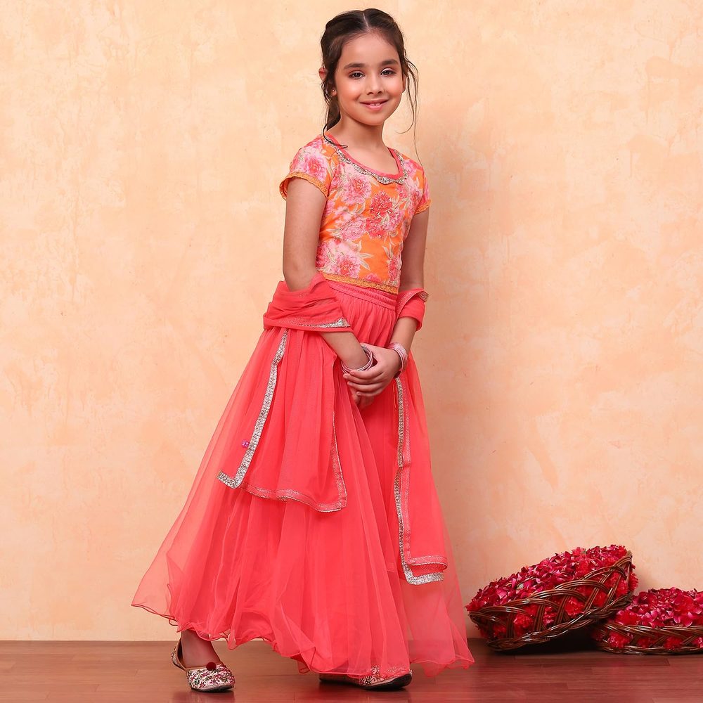 BIBA Girl's Cotton Lehenga Choli Set