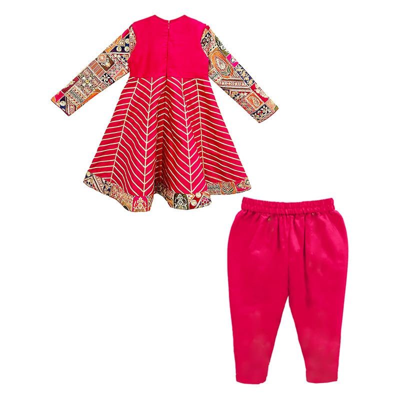 Girl's Raw Silk Gota Embroidered Dhoti Set For Girls | Dhoti Set Designer Indian Ethnic Wear for Girls