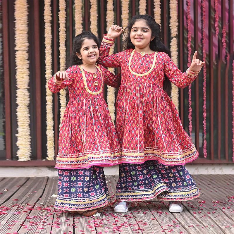 Girl's Cotton Sharara Set | Sharara Set Designer Indian Ethnic Wear for Girls