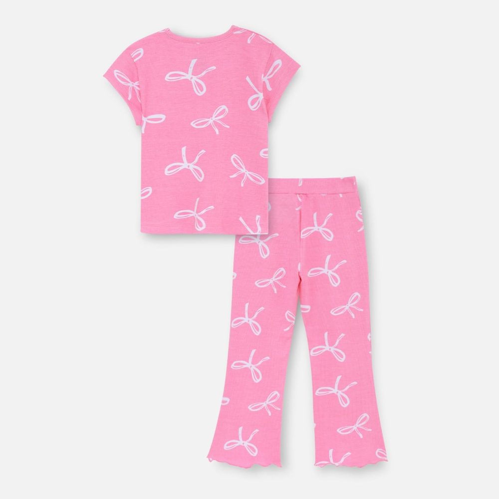 Nap Chief Girls Cotton Official Cartoon Characters and Printed Co ord Set, Tshirt & Flared Pant Set for Casual Wear
