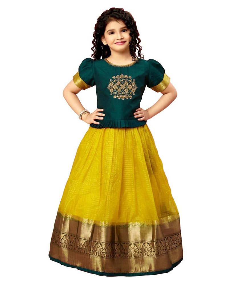 White Button Girls Girls Faux Silk Readymade Lehenga Choli