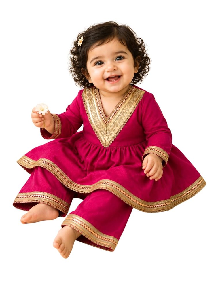 JAGGU Baby Girls Kurti Palazzo Set