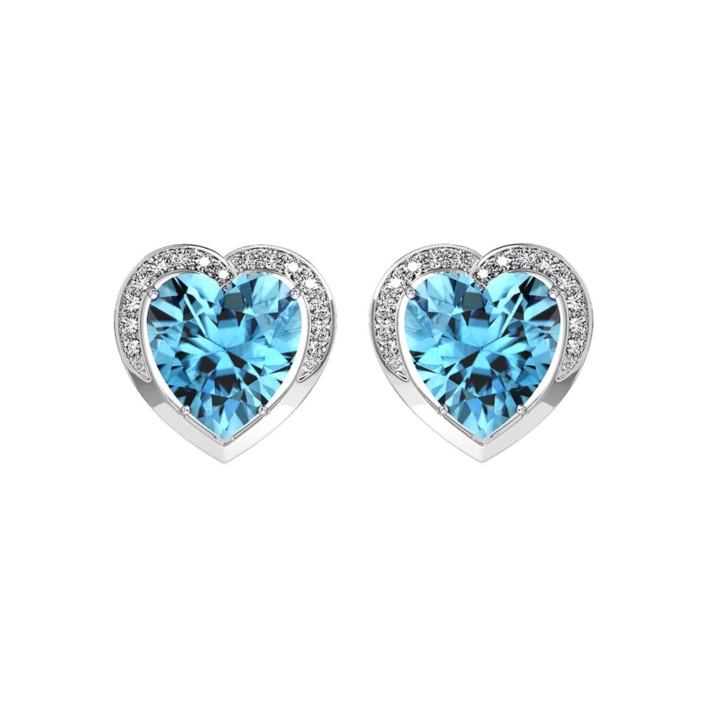 Clara 925 Silver Sky Blue Heart Pendant Earring Chain Bracelet Ring Women